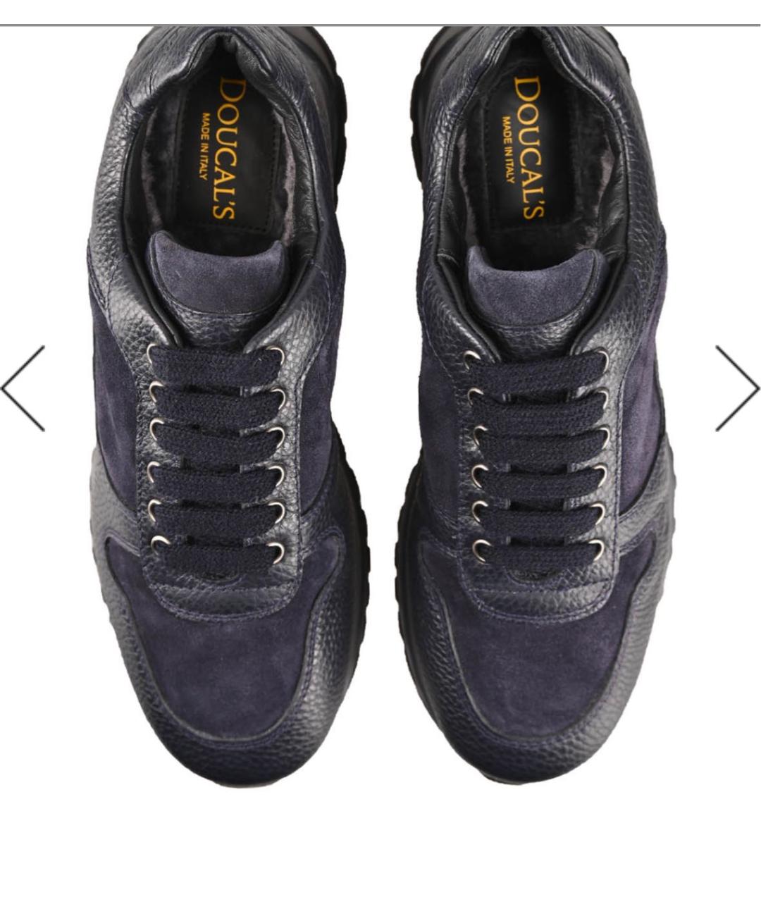 DOUCAL'S Темно-синие кожаные низкие кроссовки / кеды, фото 2