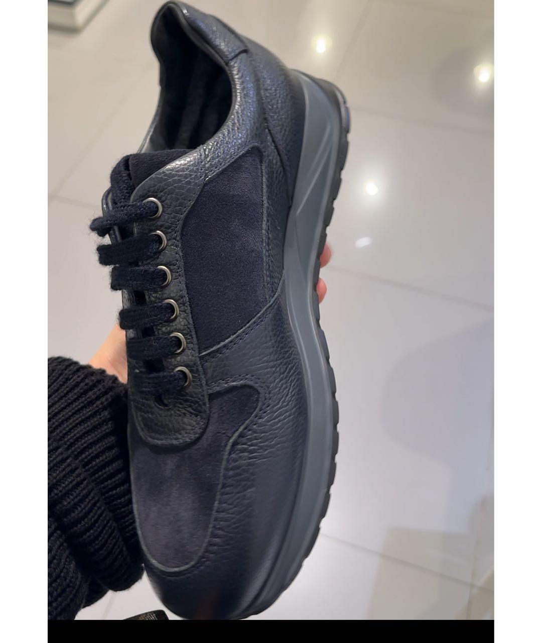 DOUCAL'S Темно-синие кожаные низкие кроссовки / кеды, фото 3