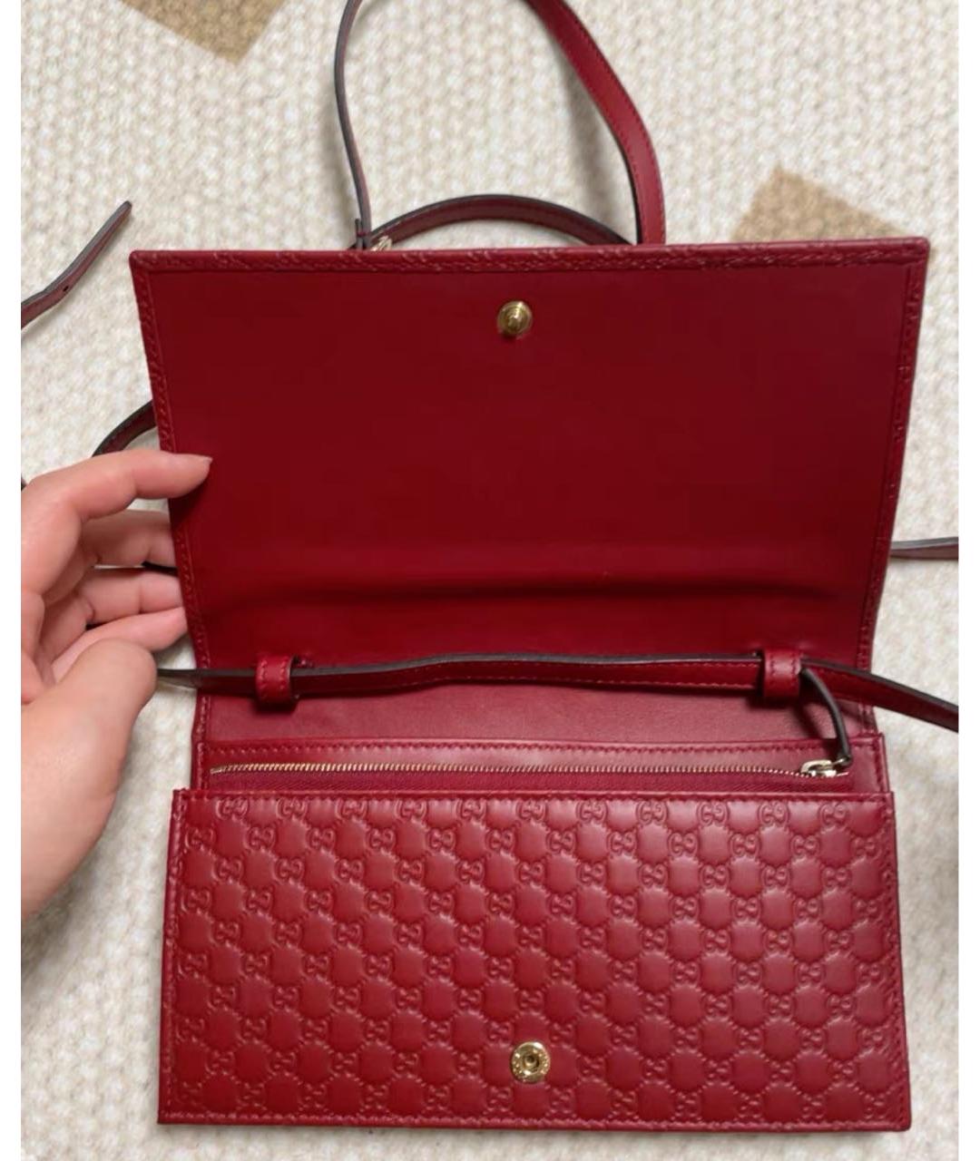 GUCCI Красная кожаная сумка через плечо, фото 3