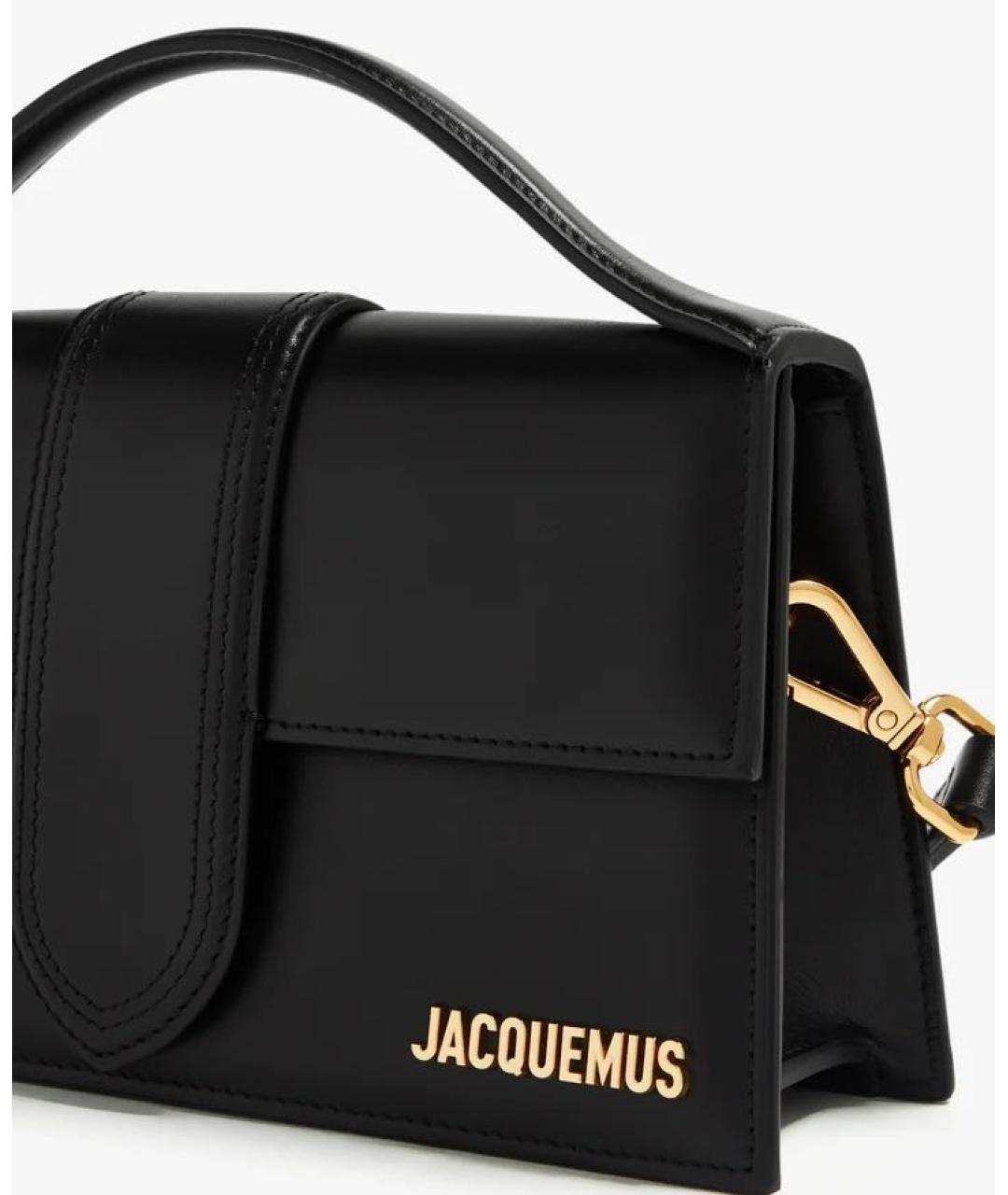JACQUEMUS Черная кожаная сумка с короткими ручками, фото 2