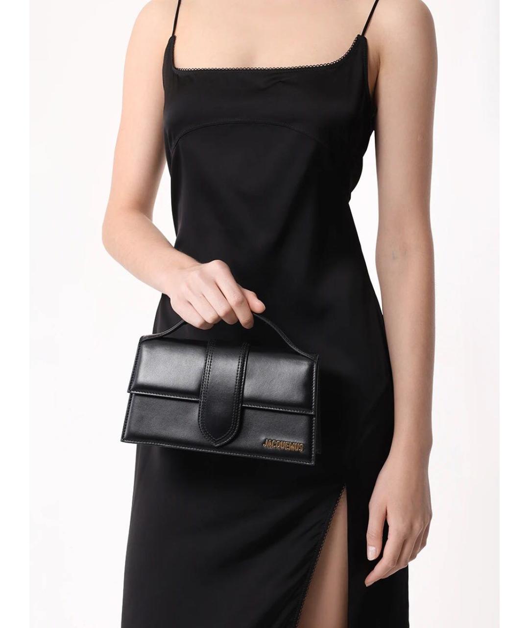 JACQUEMUS Черная кожаная сумка с короткими ручками, фото 5