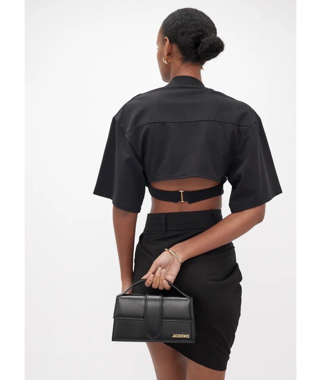 JACQUEMUS Черная кожаная сумка с короткими ручками, фото 6
