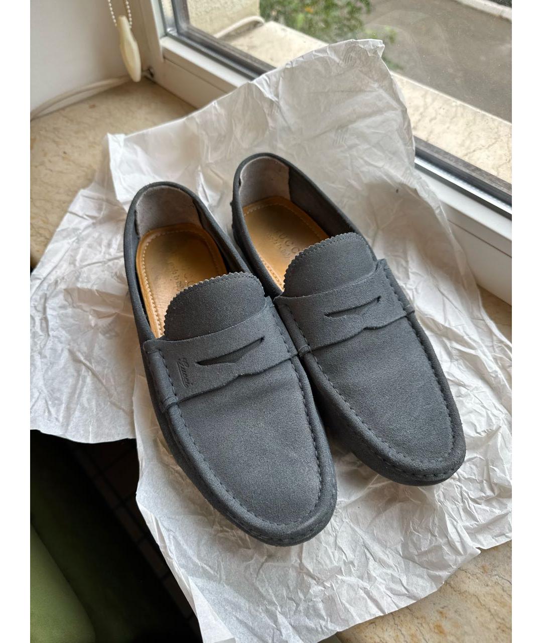 GUCCI Синие замшевые мокасины, фото 3