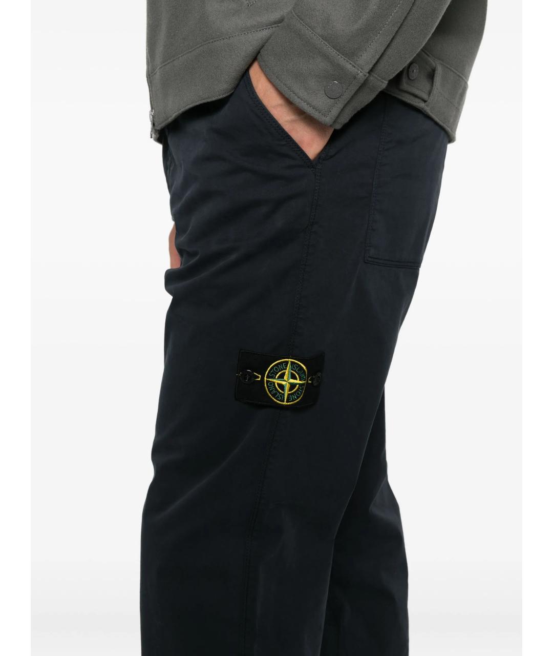 STONE ISLAND Синие хлопковые повседневные брюки, фото 5
