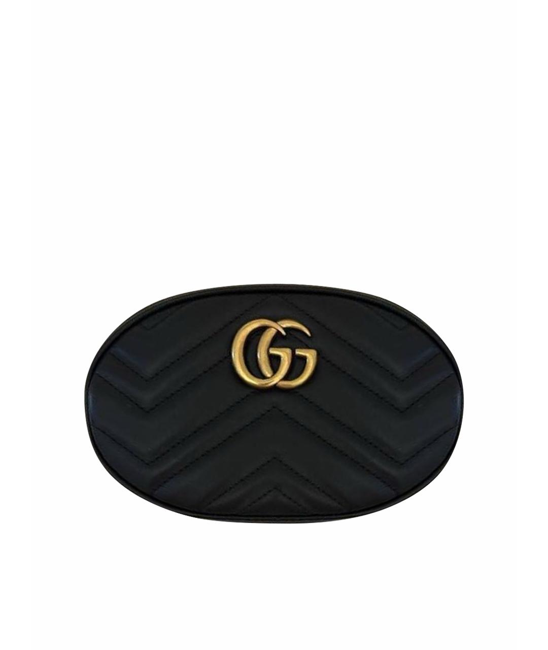 GUCCI Черная кожаная поясная сумка, фото 1