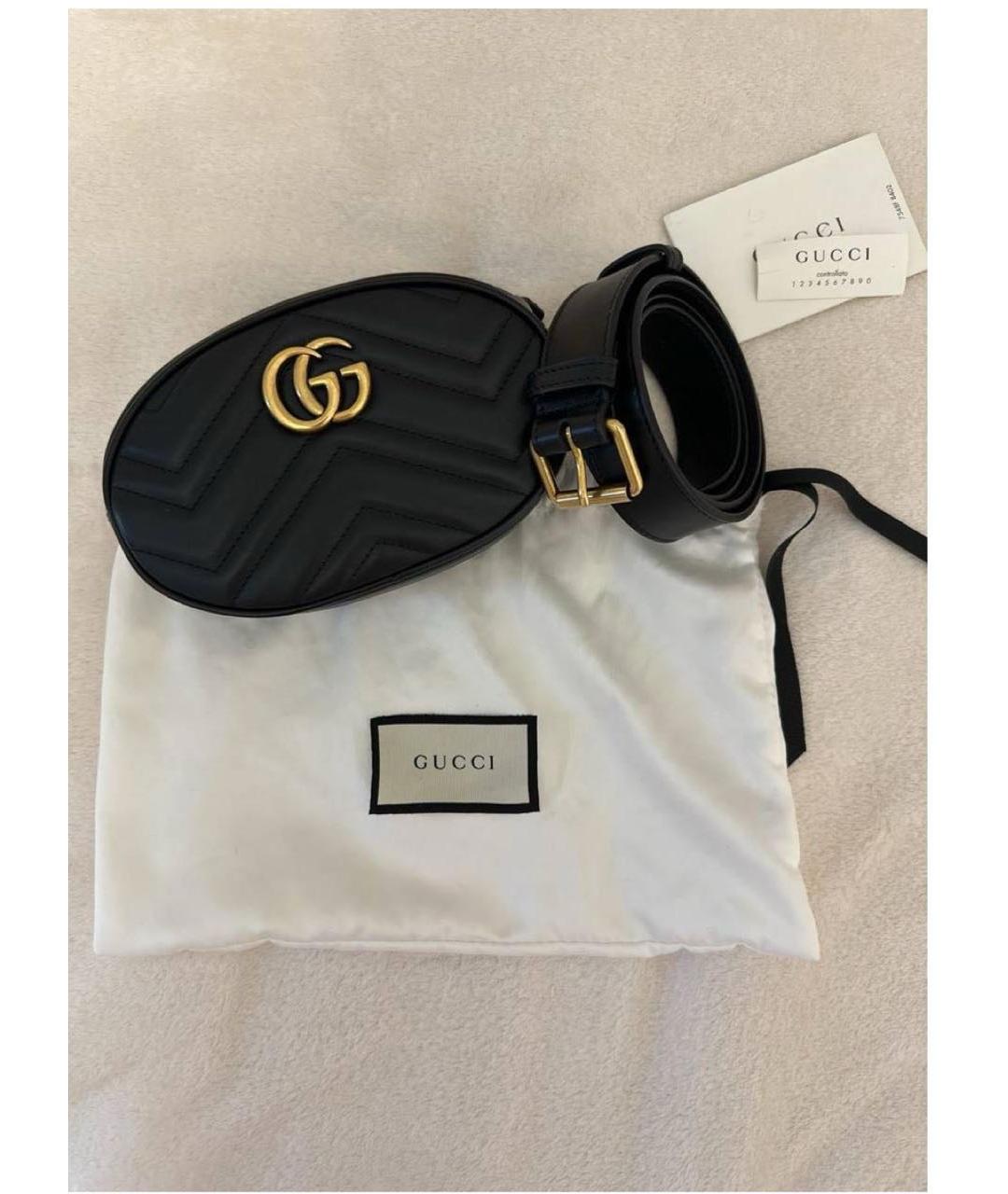 GUCCI Черная кожаная поясная сумка, фото 3