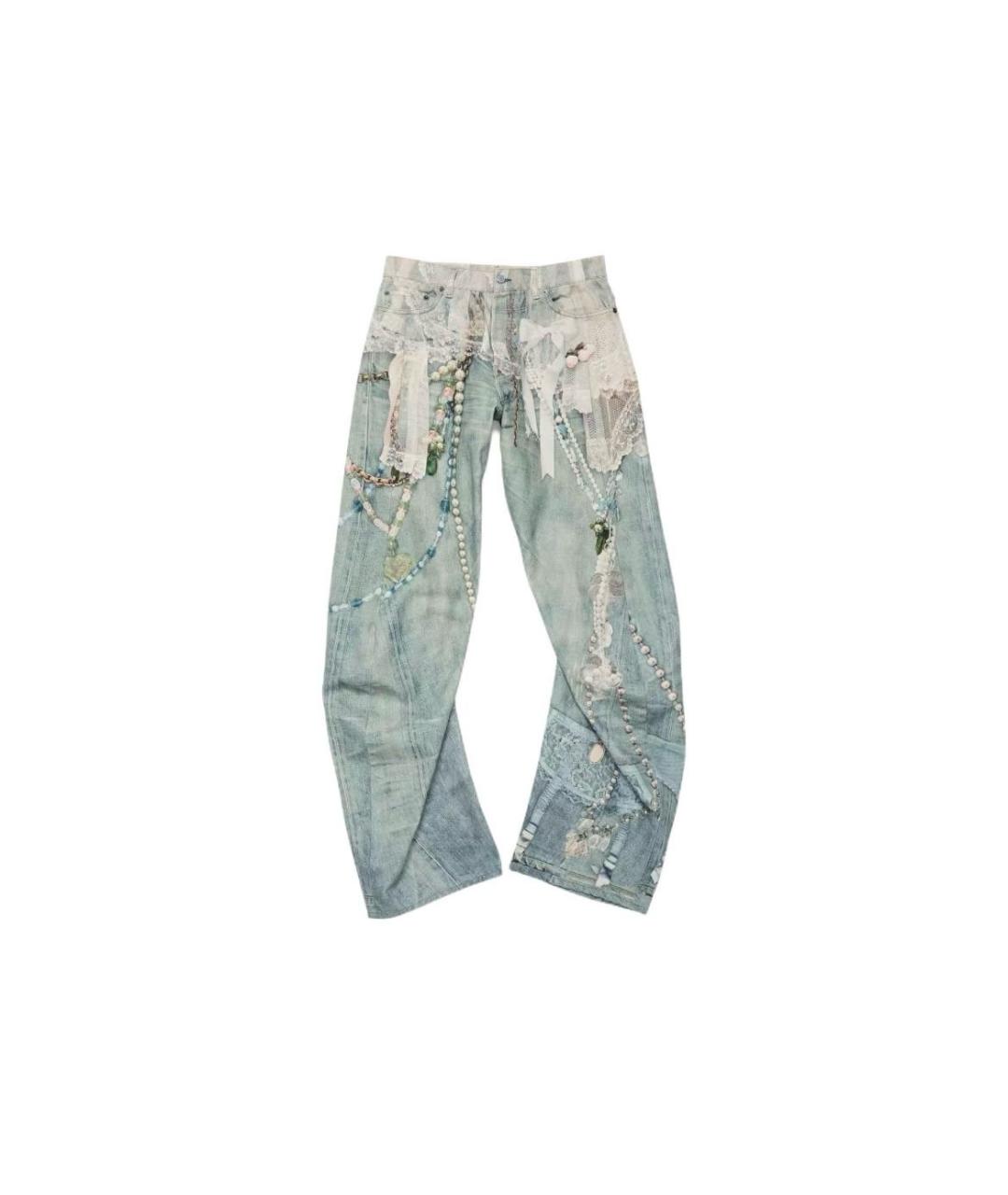 ACNE STUDIOS Голубые хлопковые прямые джинсы, фото 4