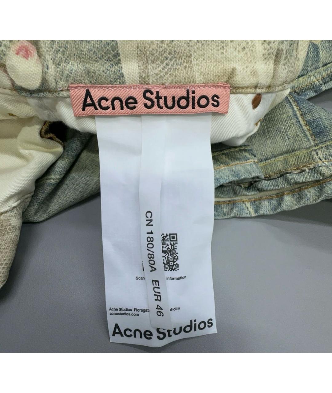 ACNE STUDIOS Голубые хлопковые прямые джинсы, фото 2