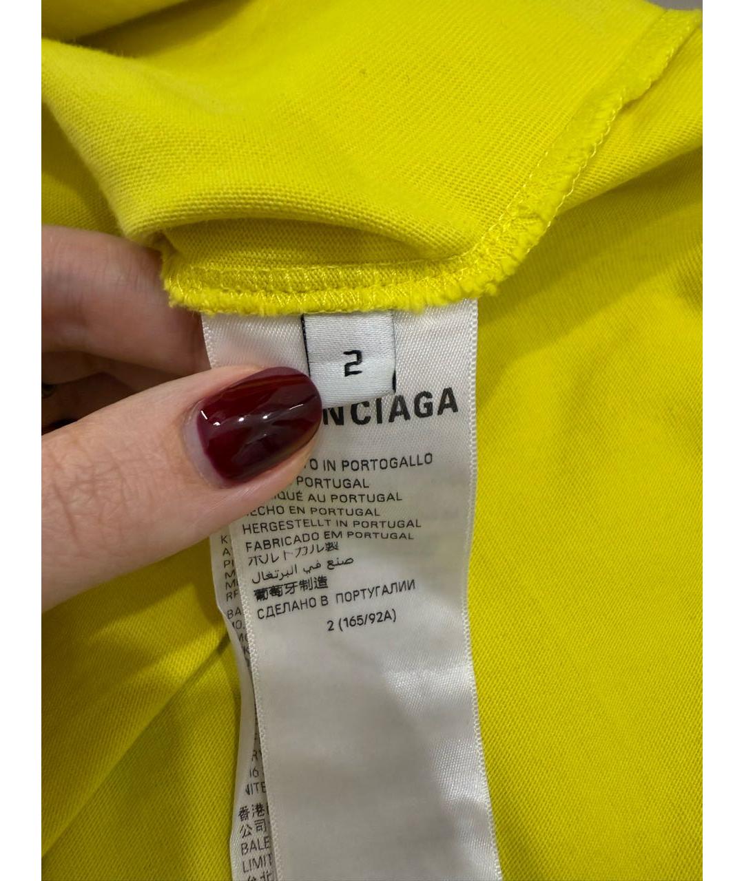 BALENCIAGA Желтая хлопковая футболка, фото 6