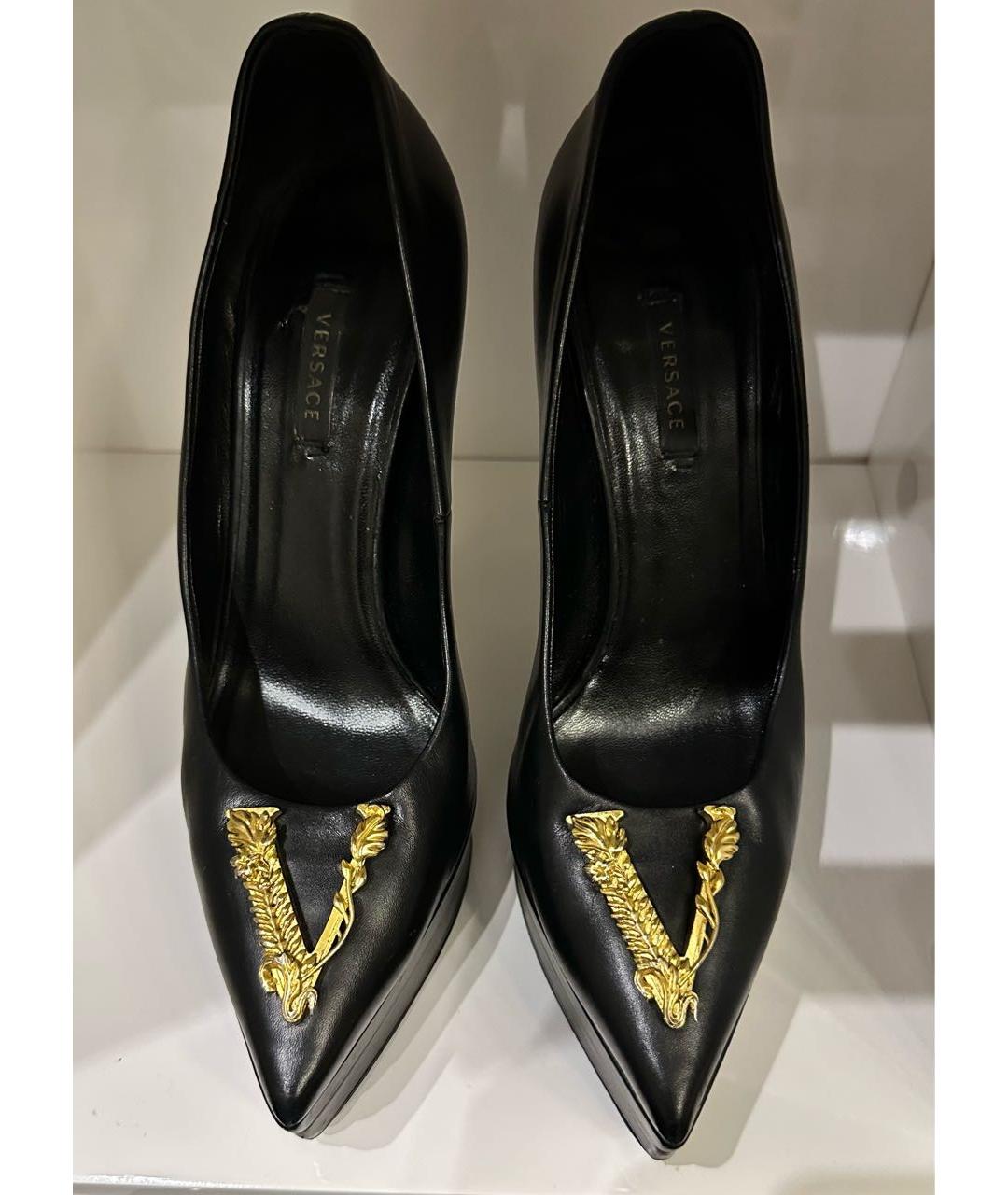 VERSACE COLLECTION Черные кожаные туфли, фото 3