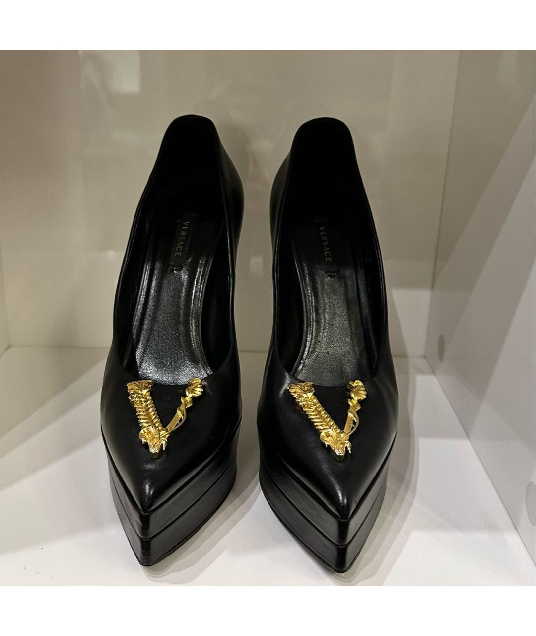 VERSACE COLLECTION Черные кожаные туфли, фото 2