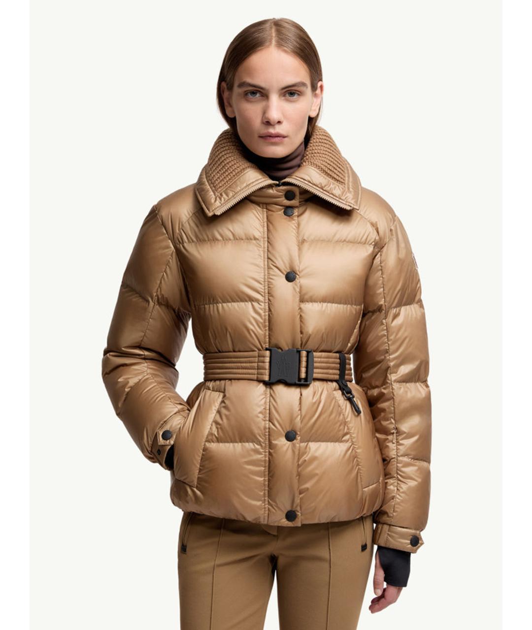 MONCLER Бежевый синтетический пуховик, фото 3