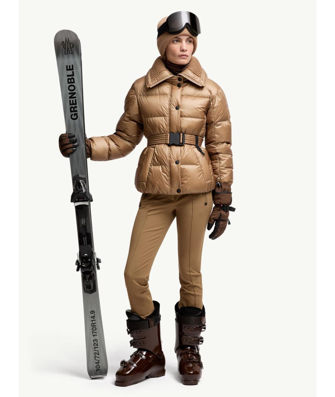 MONCLER Бежевый синтетический пуховик, фото 2