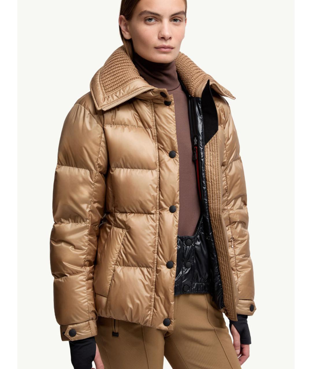 MONCLER Бежевый синтетический пуховик, фото 5