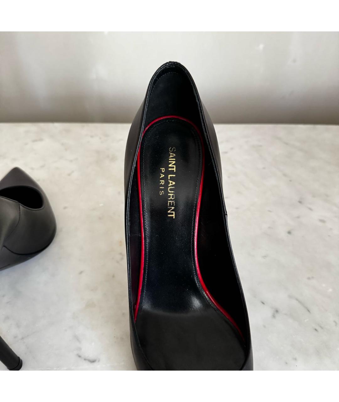 SAINT LAURENT Черные кожаные туфли, фото 3