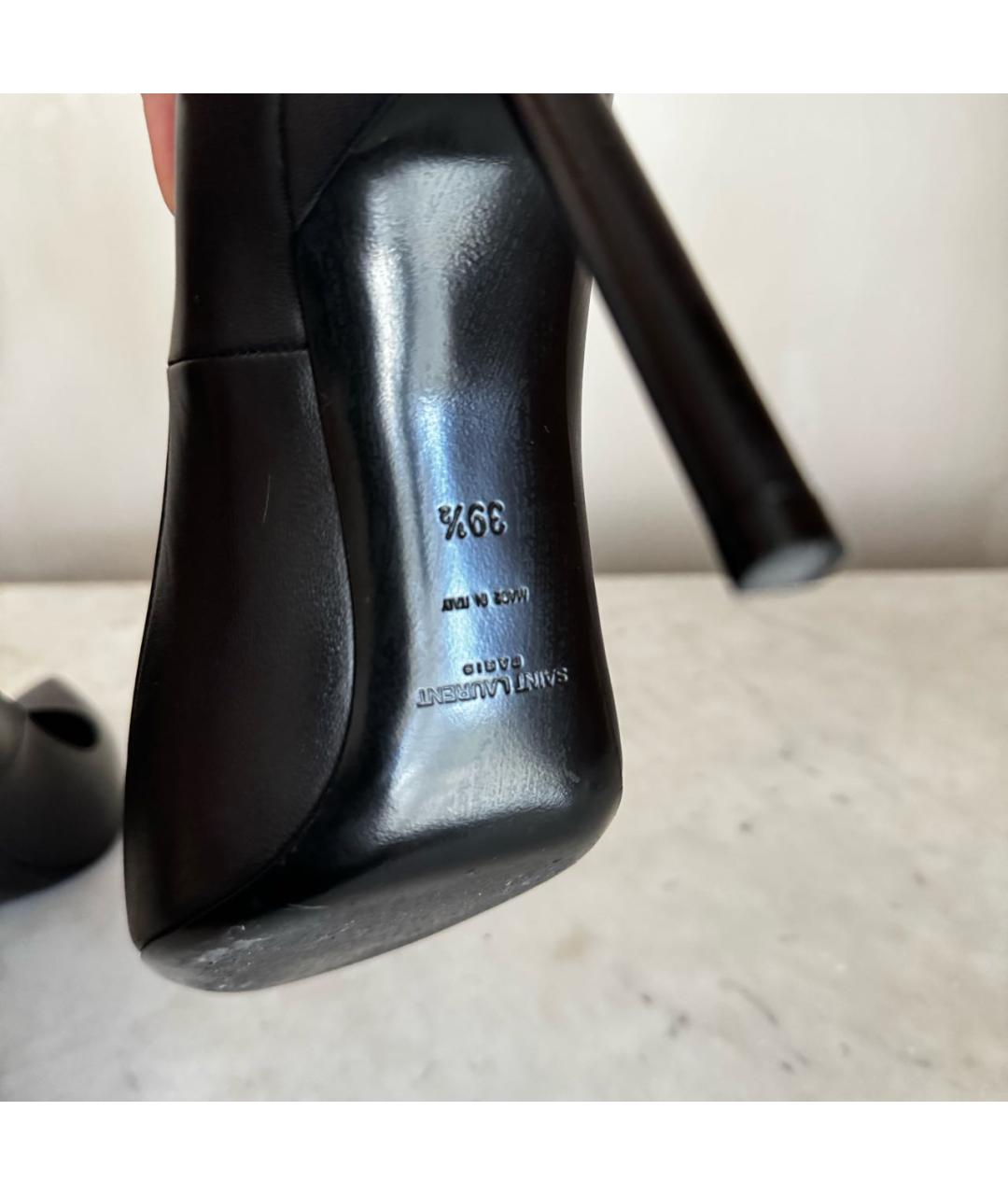 SAINT LAURENT Черные кожаные туфли, фото 4