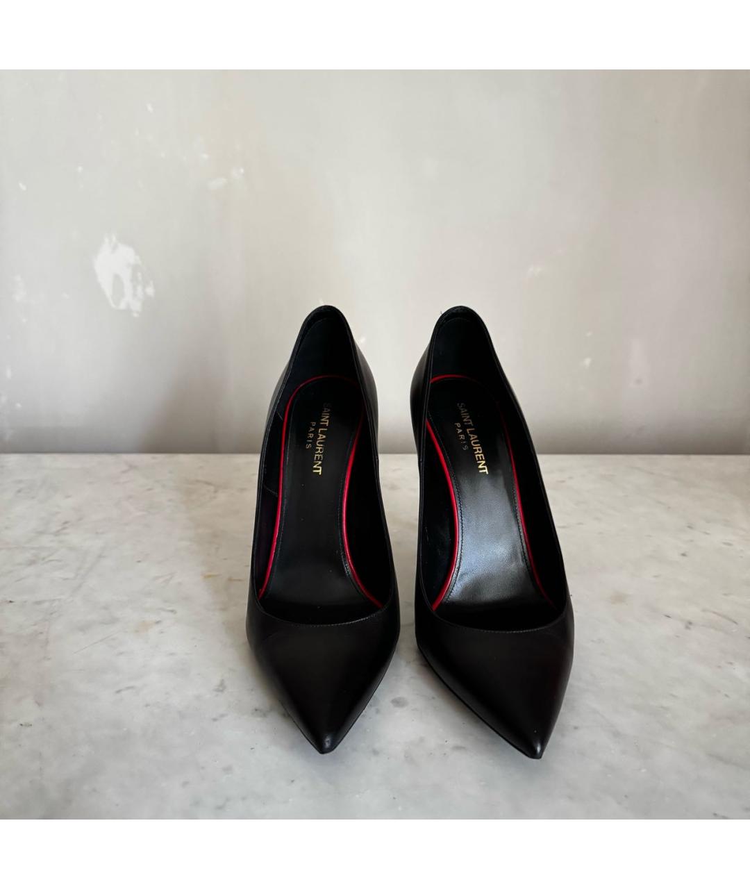 SAINT LAURENT Черные кожаные туфли, фото 2
