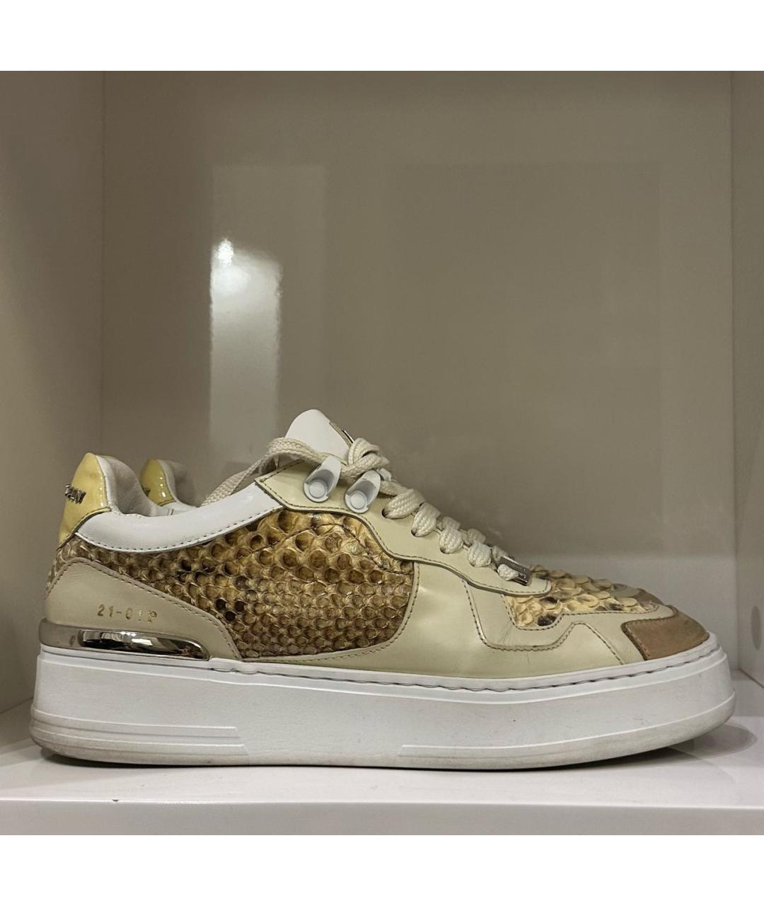 PHILIPP PLEIN Бежевые кроссовки из экзотической кожи, фото 9