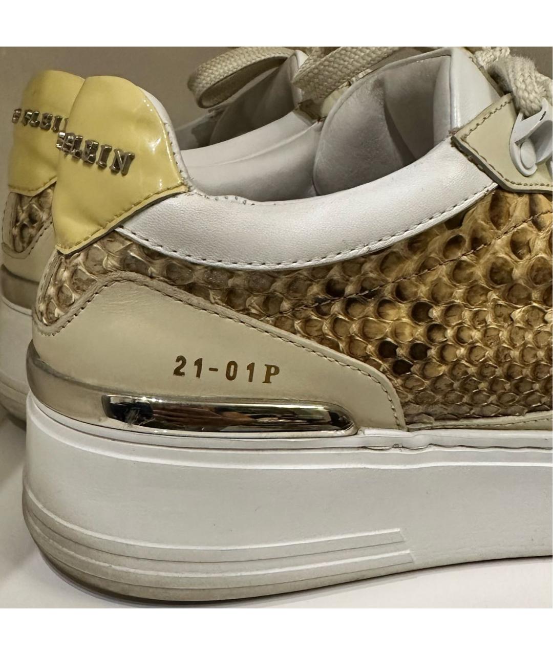 PHILIPP PLEIN Бежевые кроссовки из экзотической кожи, фото 5