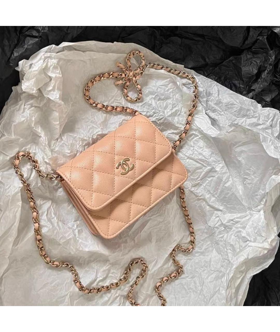 CHANEL Коралловая кожаная сумка через плечо, фото 5