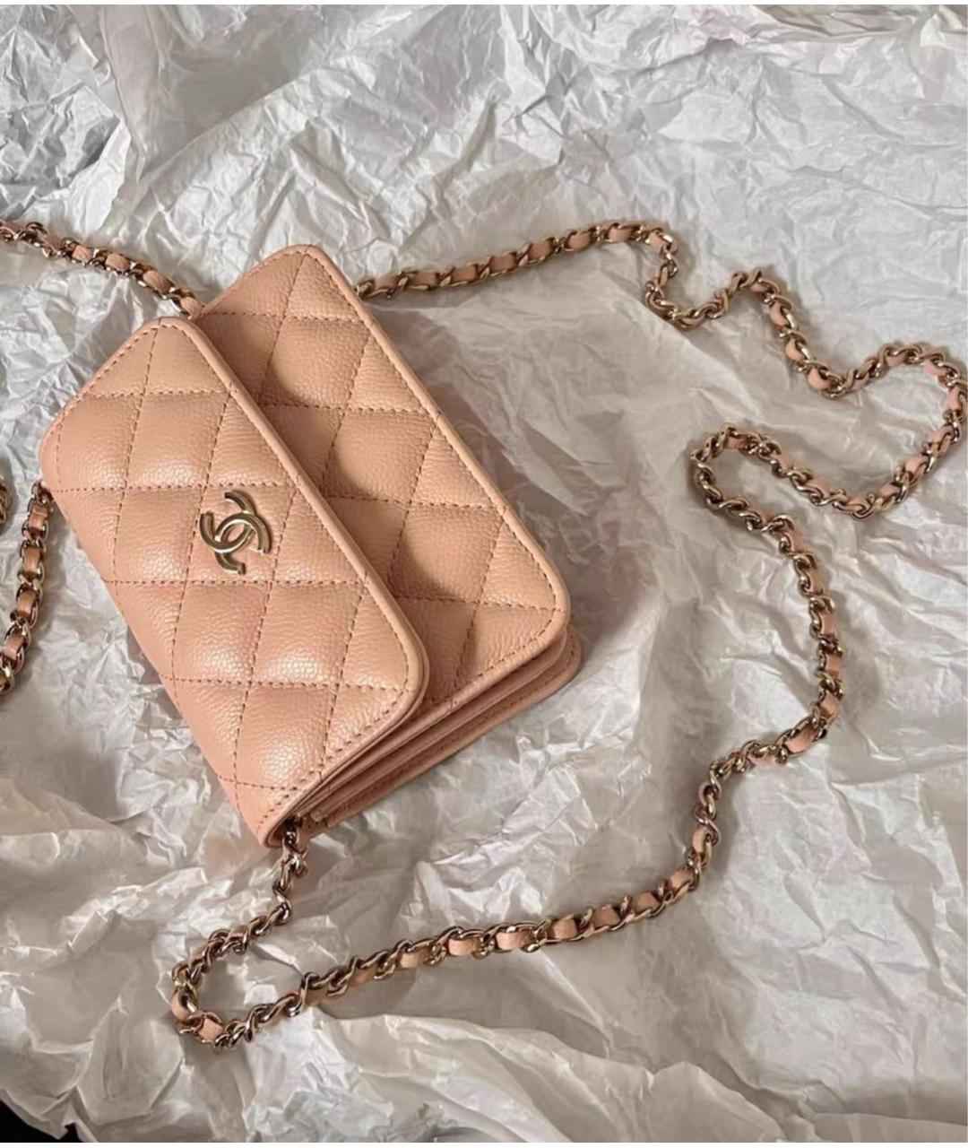 CHANEL Коралловая кожаная сумка через плечо, фото 2