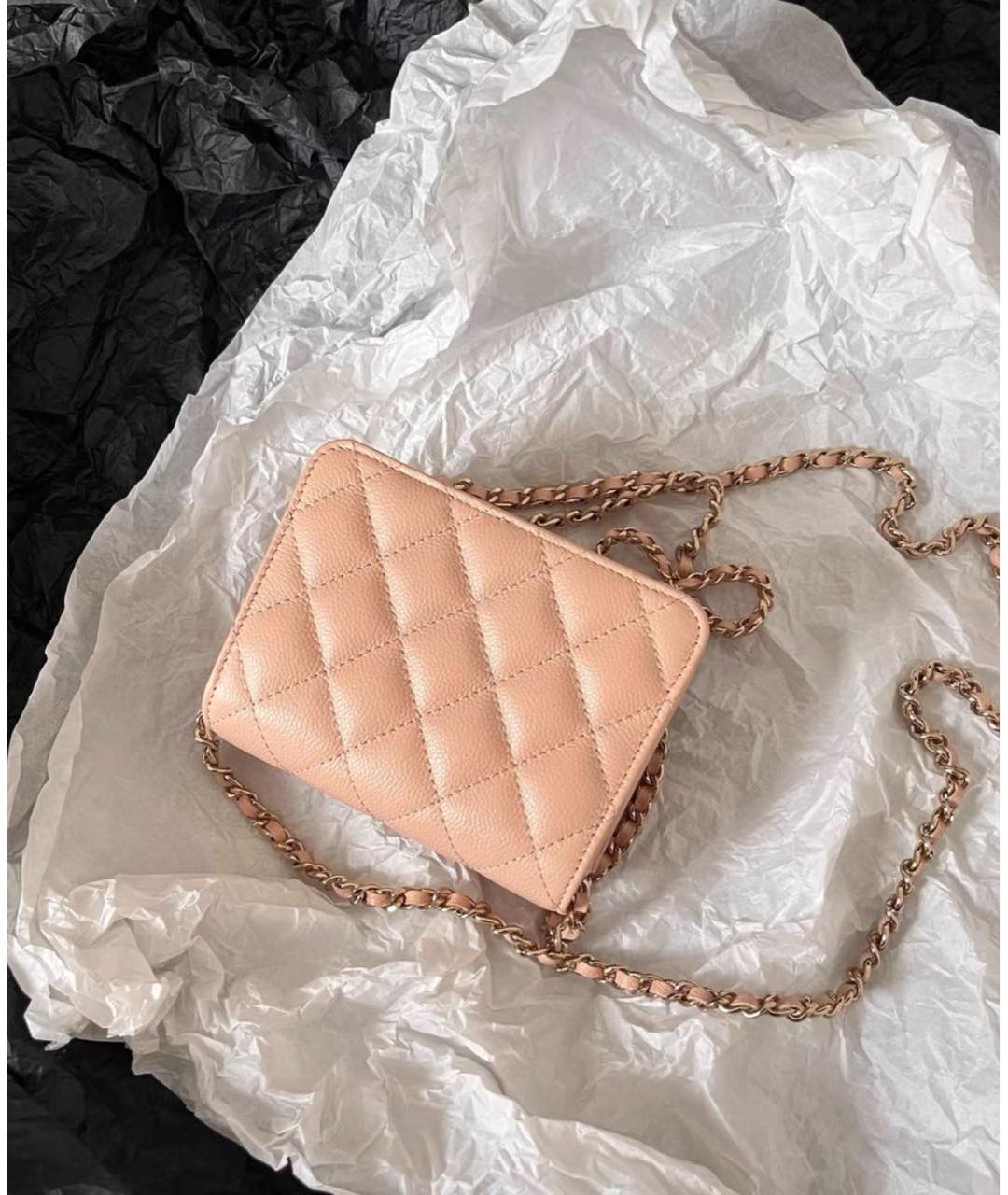 CHANEL Коралловая кожаная сумка через плечо, фото 4