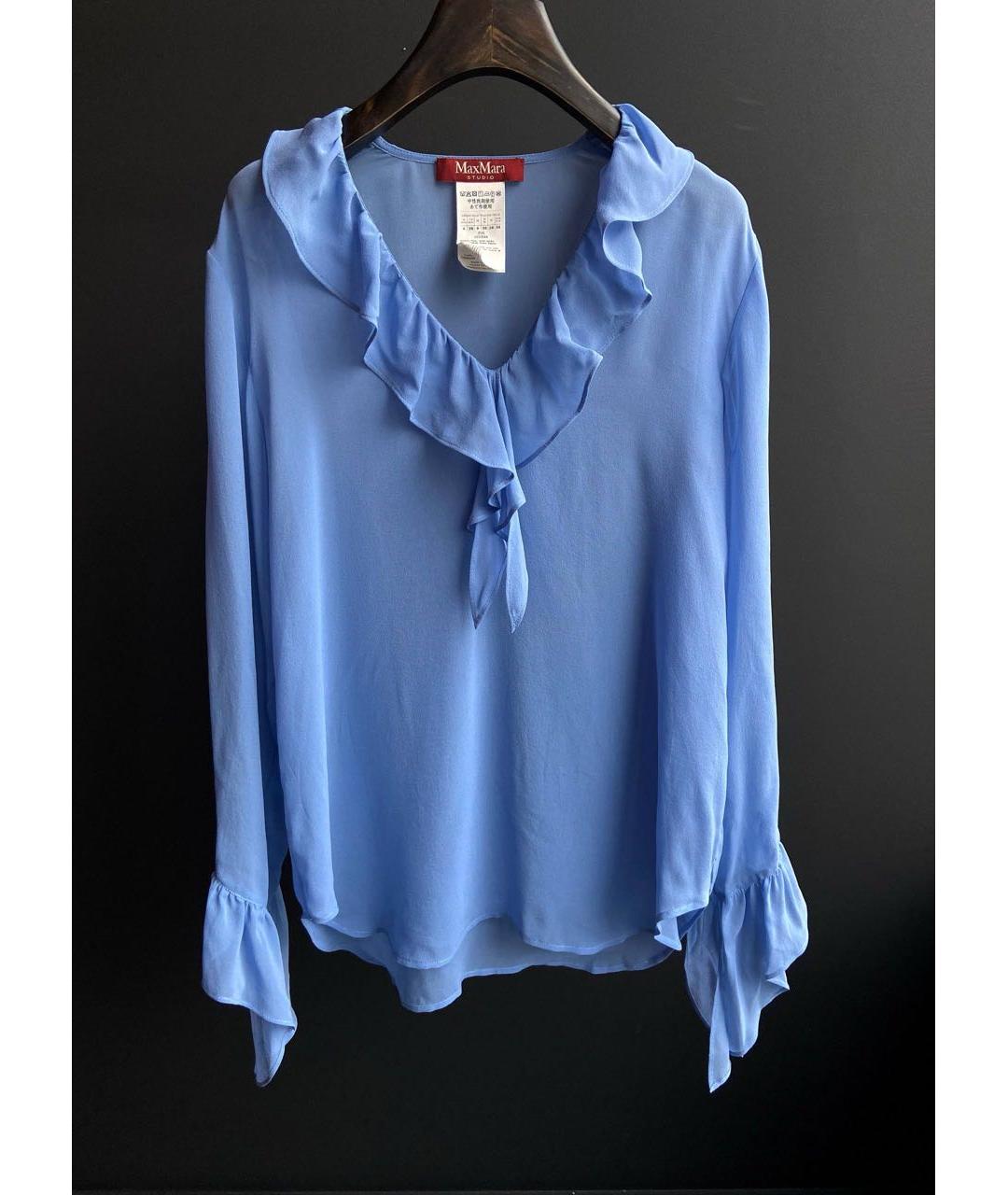 MAX MARA Голубая блузы, фото 4