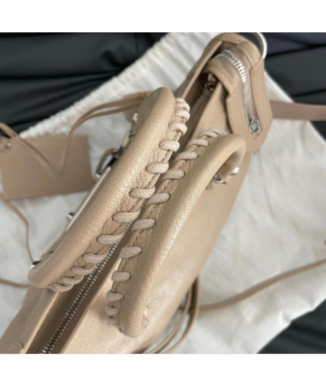 BALENCIAGA Бежевая кожаная сумка тоут, фото 2