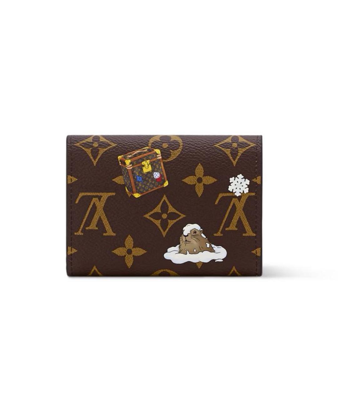 LOUIS VUITTON Коричневый кожаный кошелек, фото 4