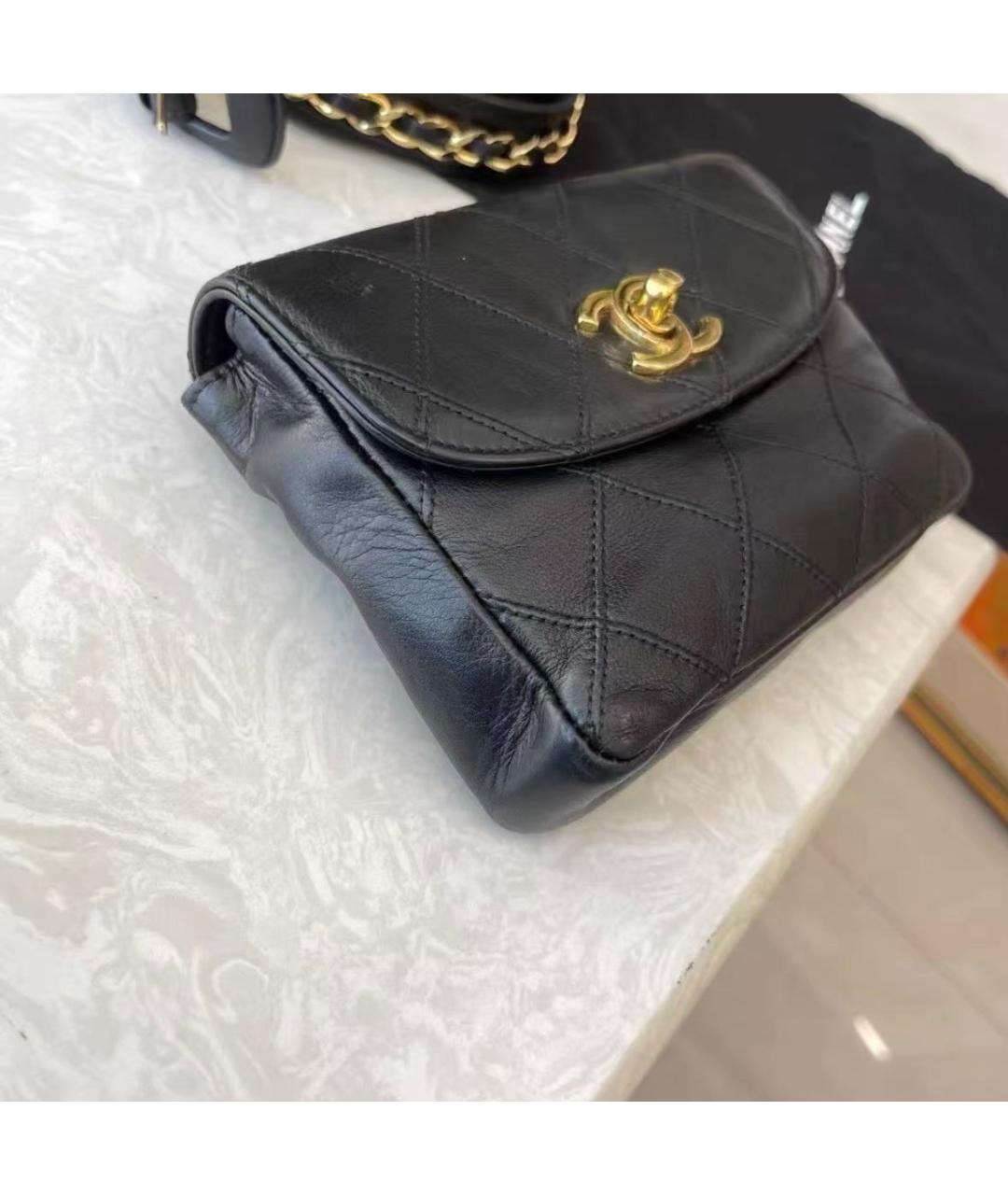 CHANEL Черная кожаная поясная сумка, фото 5