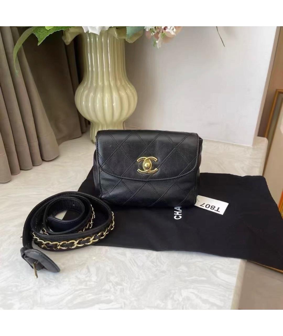 CHANEL Черная кожаная поясная сумка, фото 2