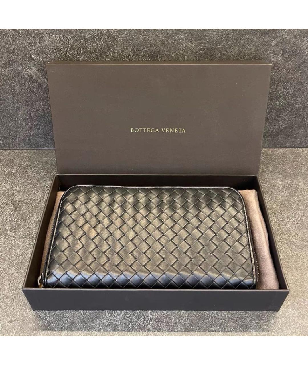 BOTTEGA VENETA Черный кожаный кошелек, фото 3