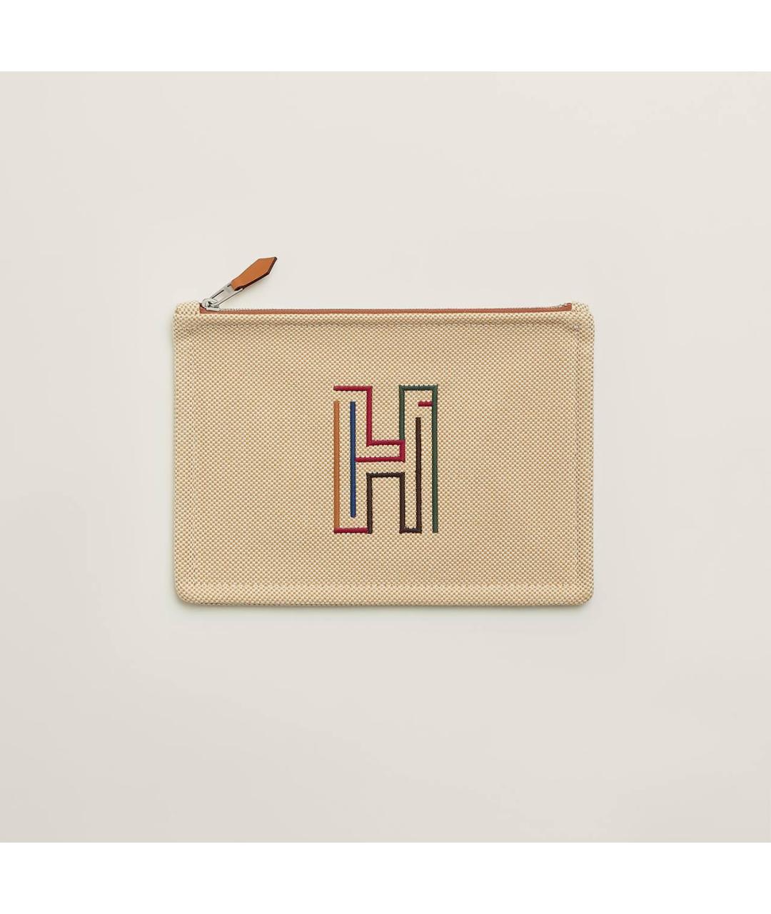 HERMES Бежевая косметичка, фото 3