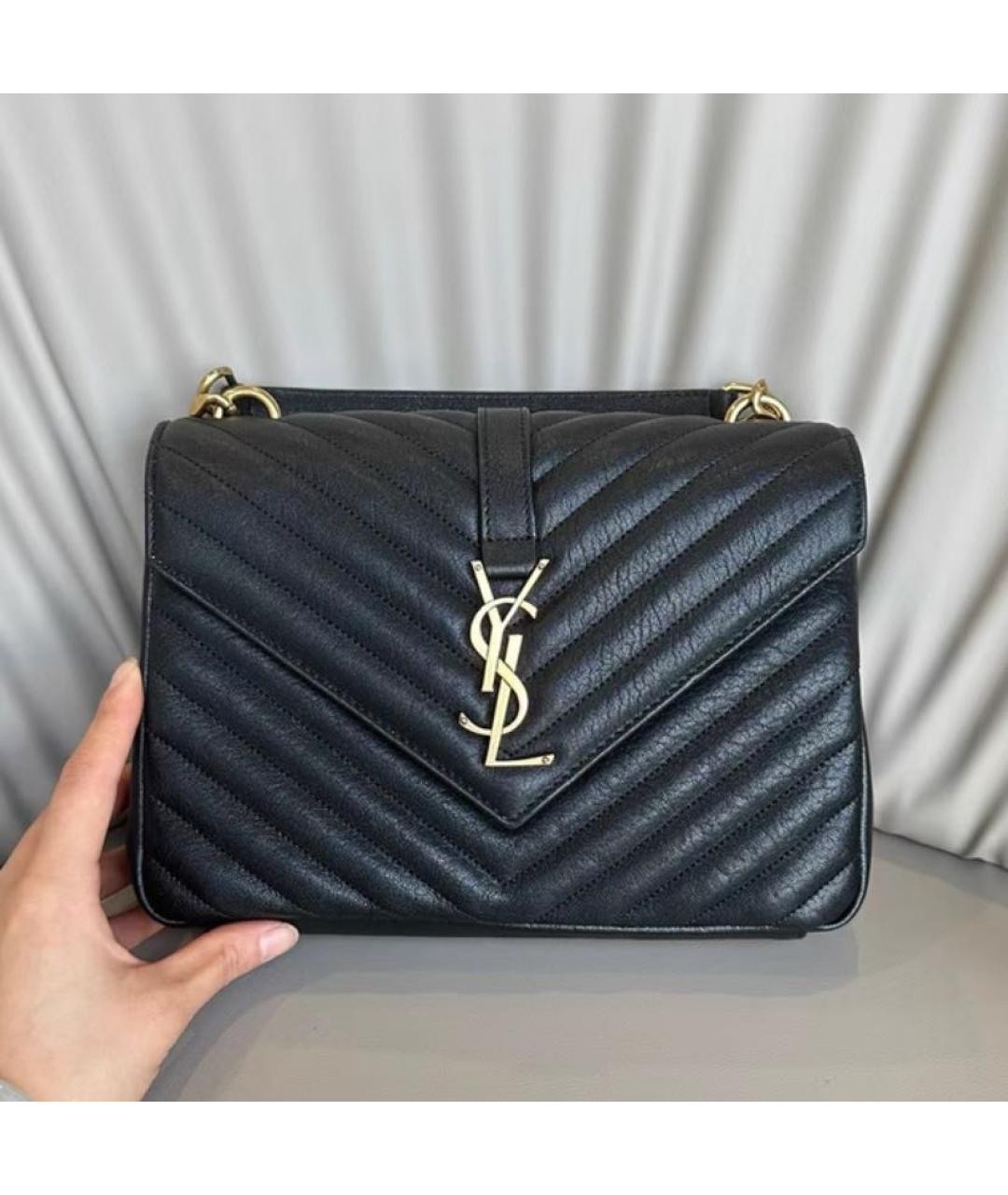 SAINT LAURENT Черная кожаная сумка через плечо, фото 2