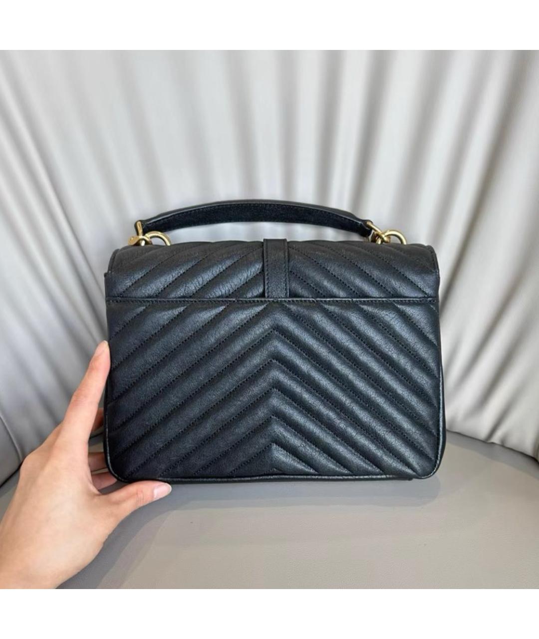 SAINT LAURENT Черная кожаная сумка через плечо, фото 3