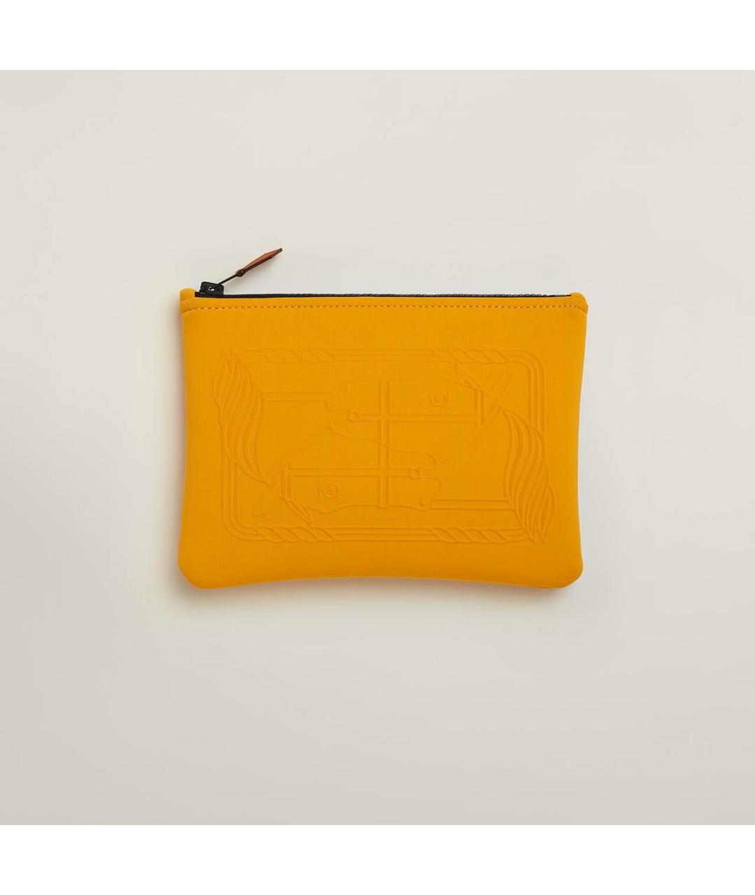 HERMES Горчичная косметичка, фото 4