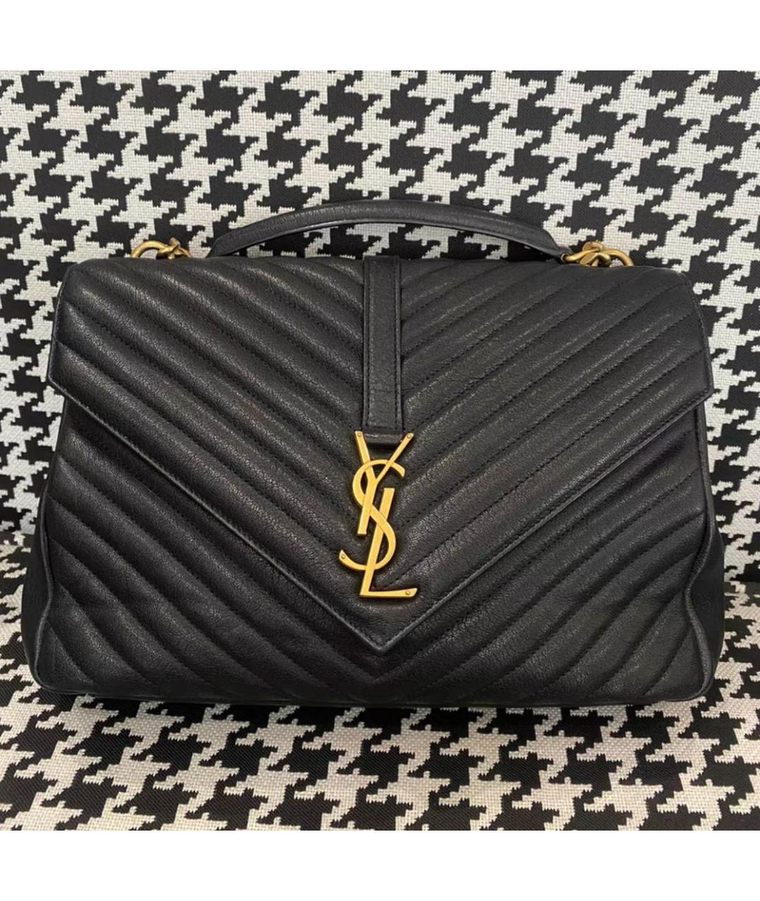 SAINT LAURENT Черная кожаная сумка через плечо, фото 2