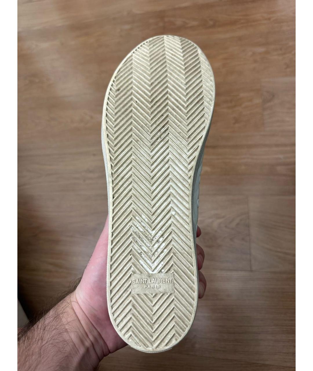 SAINT LAURENT Белые кожаные низкие кроссовки / кеды, фото 6