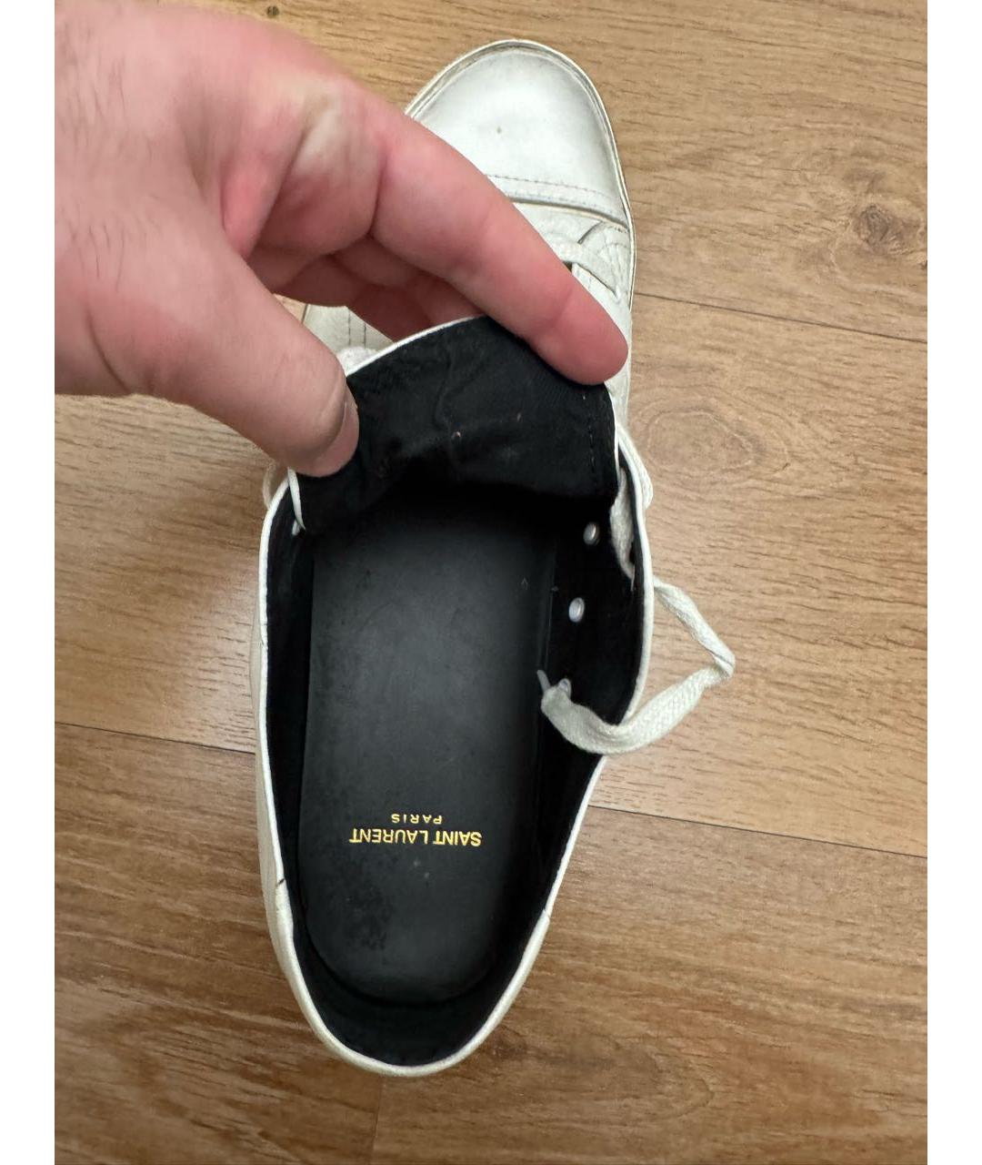 SAINT LAURENT Белые кожаные низкие кроссовки / кеды, фото 5