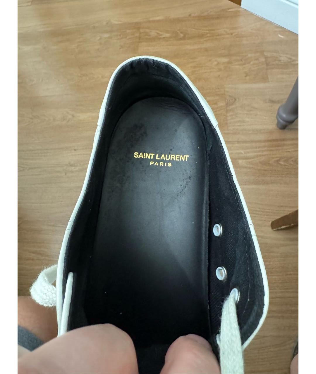 SAINT LAURENT Белые кожаные низкие кроссовки / кеды, фото 7