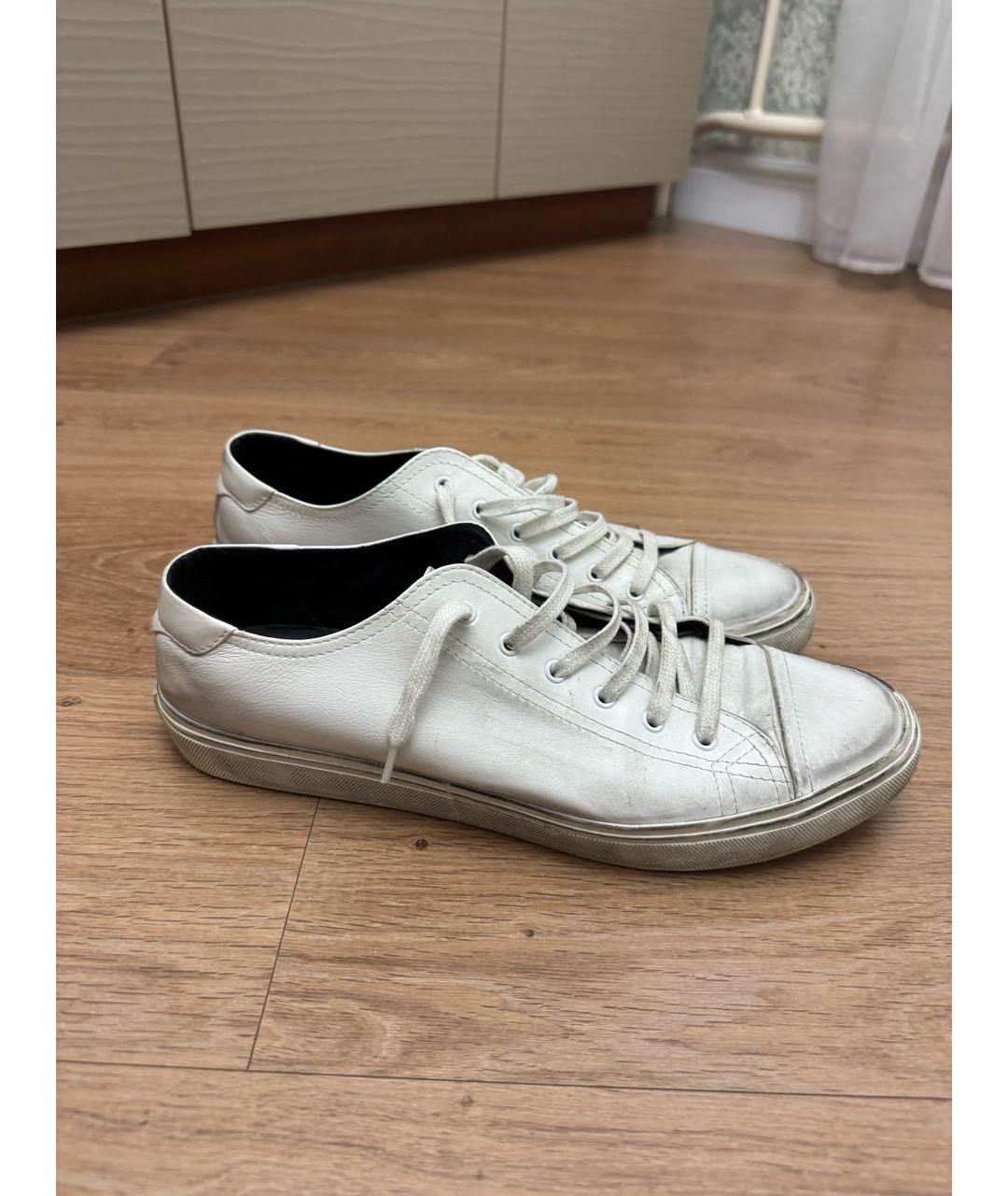 SAINT LAURENT Белые кожаные низкие кроссовки / кеды, фото 8