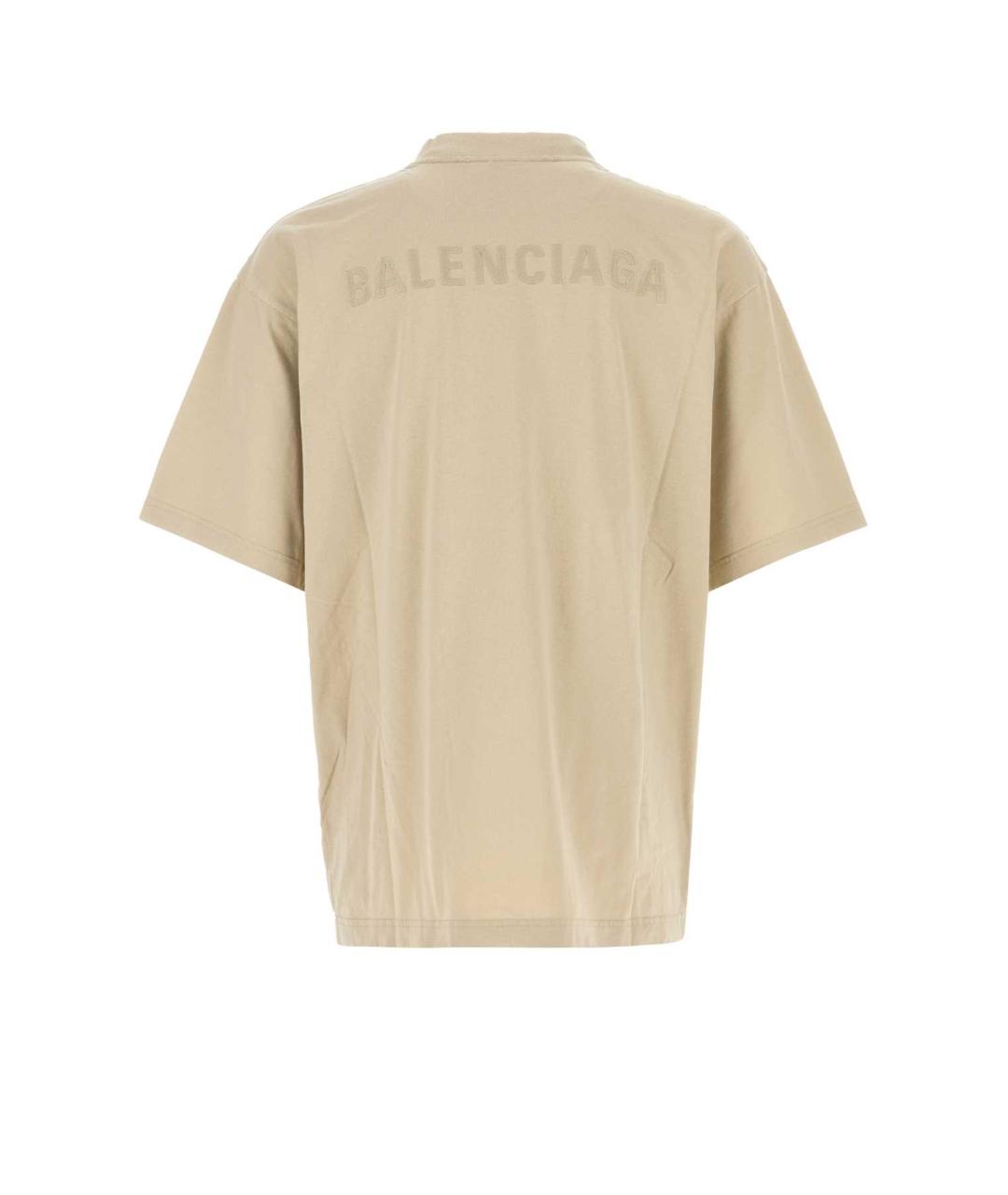 BALENCIAGA Бежевая хлопковая футболка, фото 2