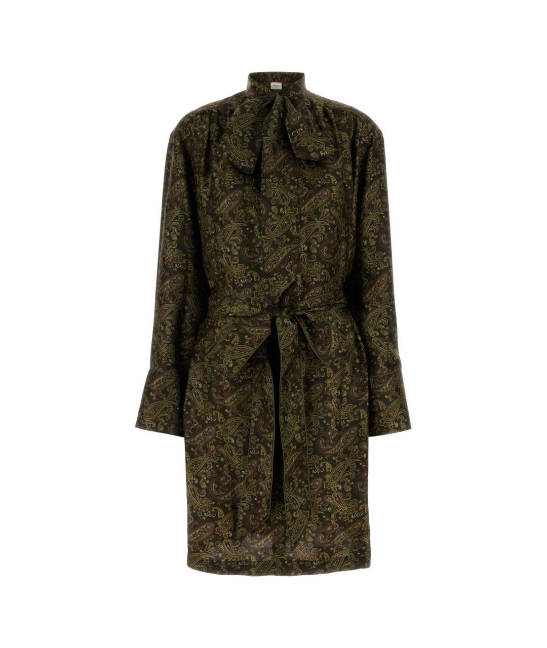 SAINT LAURENT Мульти шелковое коктейльное платье, фото 1