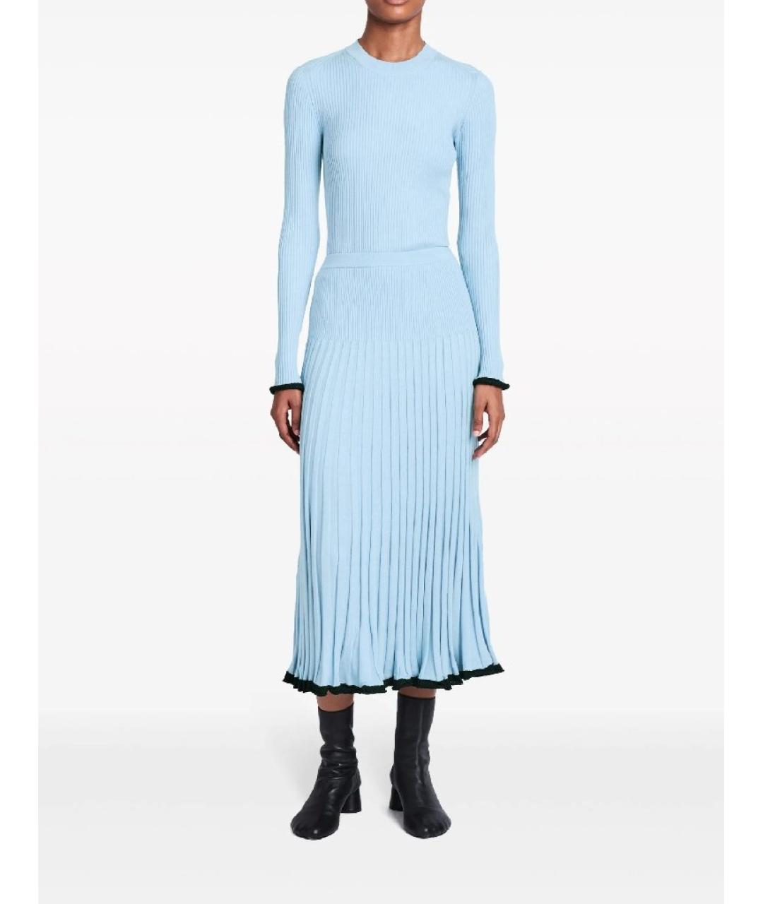 PROENZA SCHOULER Голубая шелковая юбка миди, фото 5