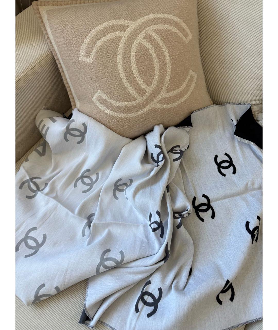 CHANEL Серый шарф, фото 3