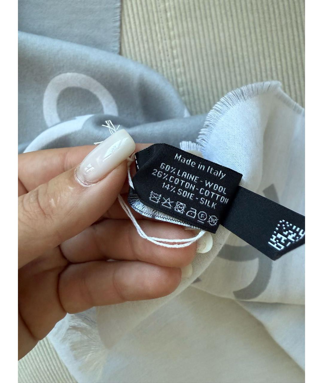 CHANEL Серый шарф, фото 4