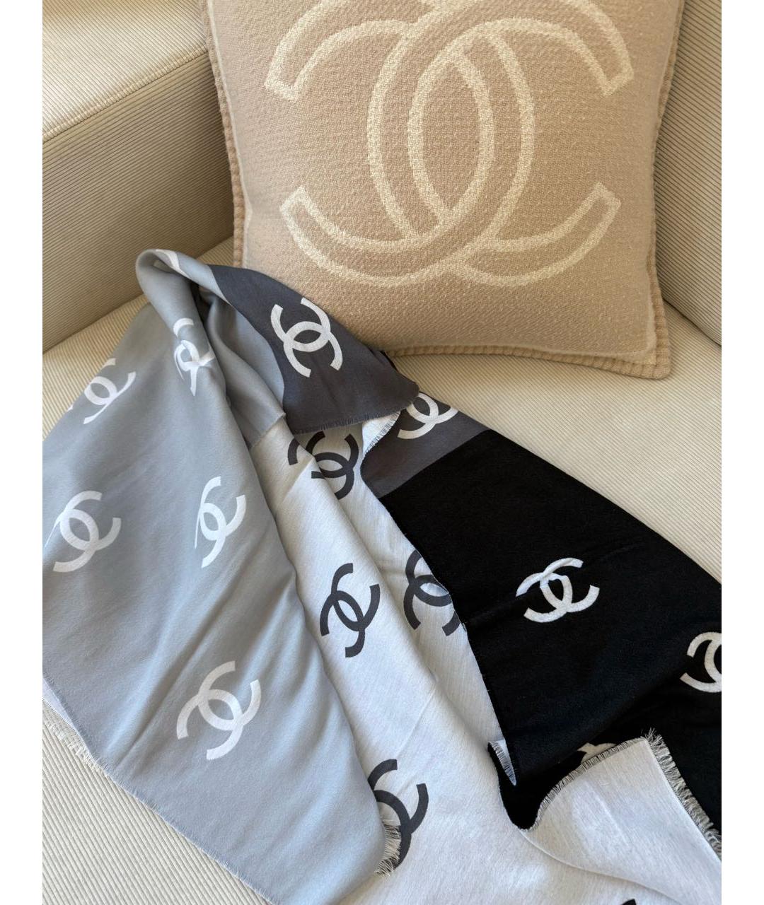 CHANEL Серый шарф, фото 6