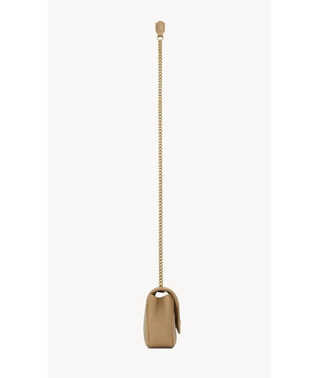 SAINT LAURENT Бежевая кожаная сумка через плечо, фото 3