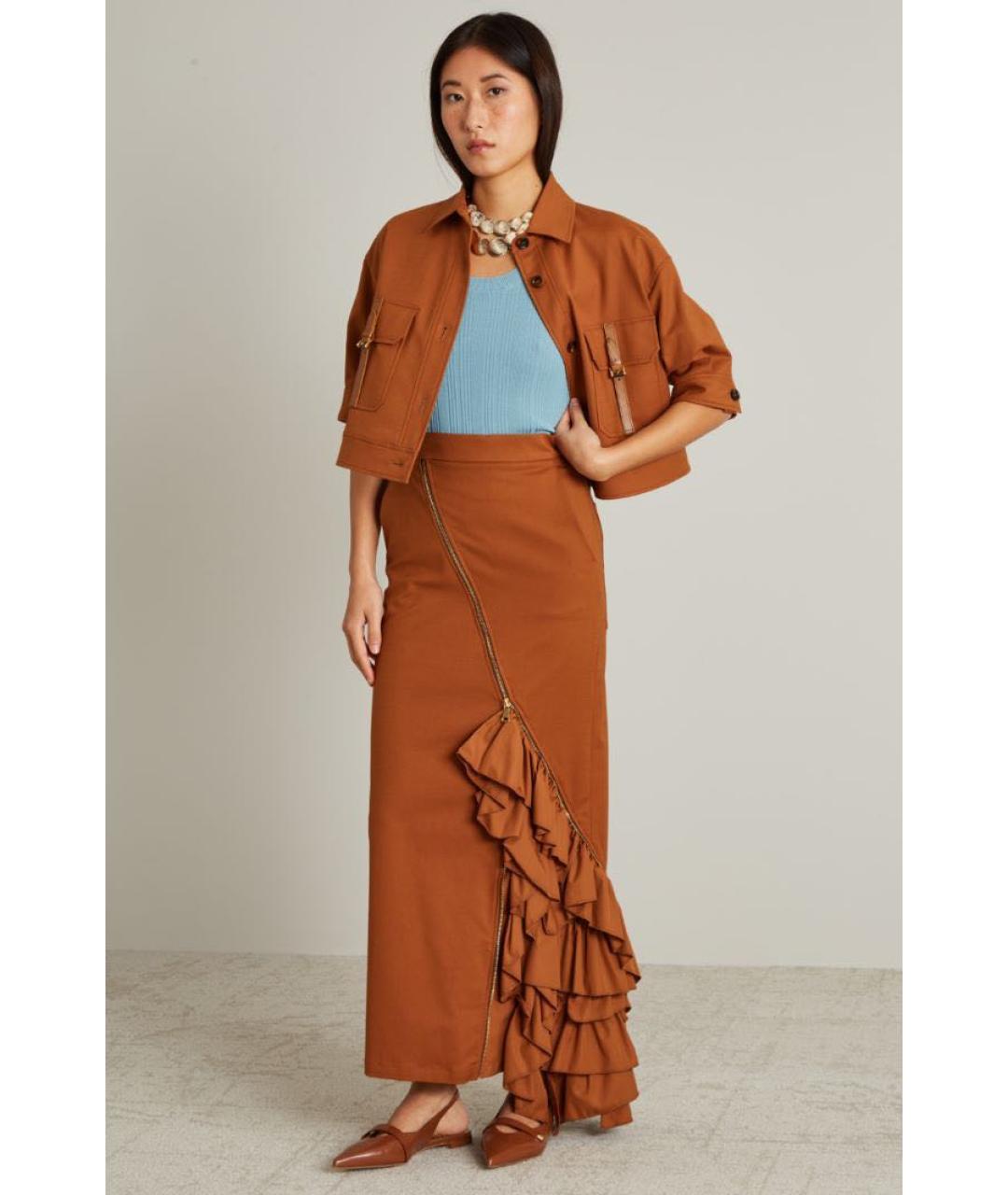 MAX MARA Коричневая юбка макси, фото 2