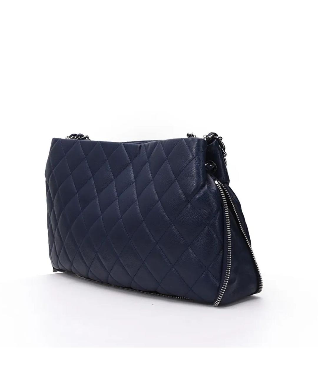 CHANEL Темно-синяя кожаная сумка тоут, фото 3